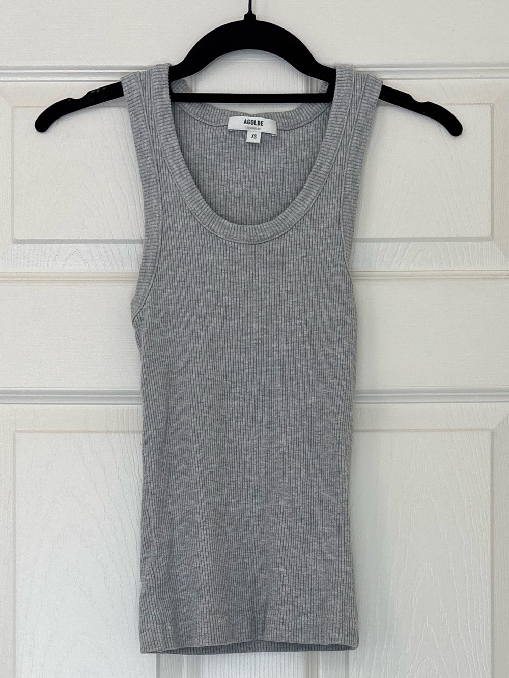 AGOLDE Cotton Blend Poppy Scoop Neck Ribbed Tank Top